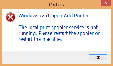The print spooler service is not running