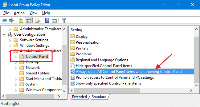 Always open All Control Panel Items when opening Control Panel.