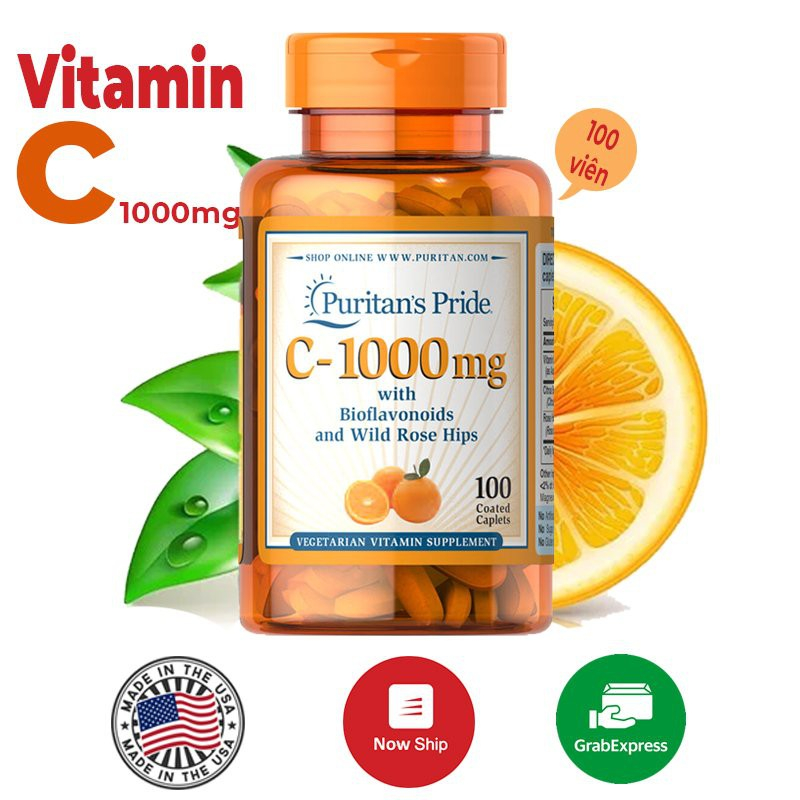 Viên uống chống lão hóa - Tăng sức đề kháng - đẹp da ngừa thâm puritan's Pride vitamin C 1000mg 250v